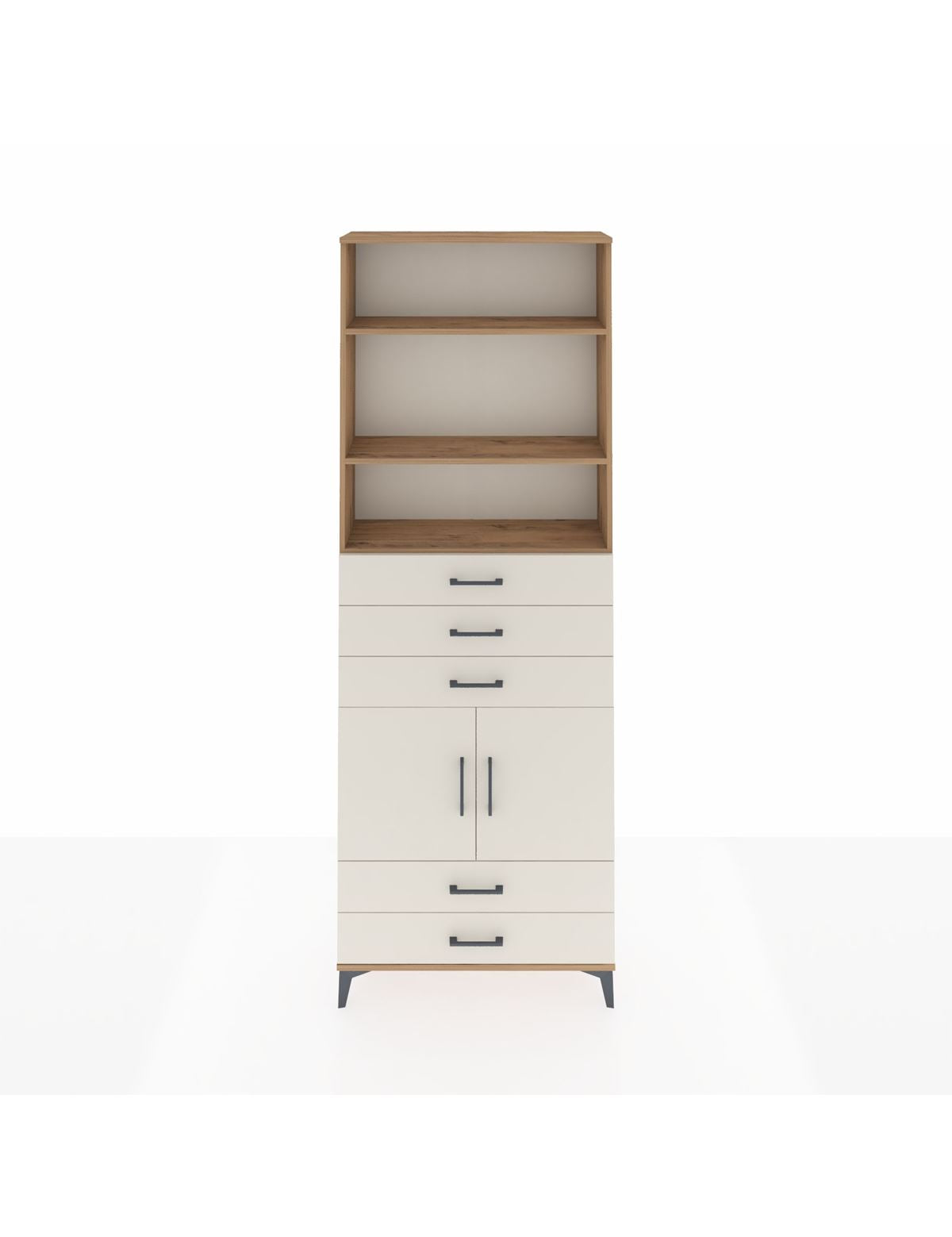 Arges Dolap 4 Raflı 5 Çekmeceli 2 Kapaklı 88x30x243 Çam-Aytaşı