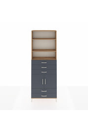 Arges Dolap 4 Raflı 5 Çekmeceli 2 Kapaklı 88x30x243 Çam-Antrasit