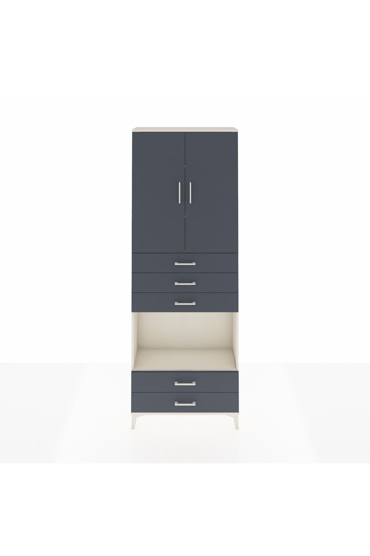 Arges Dolap 4 Raflı 5 Çekmeceli 2 Kapaklı 88x30x243 - S33M239V2A