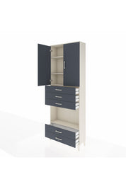 Arges Dolap 4 Raflı 5 Çekmeceli 2 Kapaklı 88x30x243 Aytaşı-Antrasit