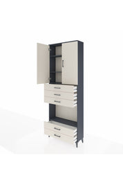 Arges Dolap 4 Raflı 5 Çekmeceli 2 Kapaklı 88x30x243 Antrasit-Aytaşı