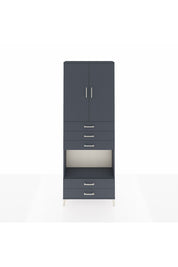 Arges Dolap 4 Raflı 5 Çekmeceli 2 Kapaklı 88x30x243 Antrasit-Antrasit