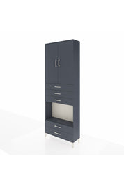 Arges Dolap 4 Raflı 5 Çekmeceli 2 Kapaklı 88x30x243 Antrasit-Antrasit