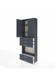 Arges Dolap 4 Raflı 5 Çekmeceli 2 Kapaklı 88x30x243 Antrasit-Antrasit