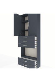 Arges Dolap 4 Raflı 5 Çekmeceli 2 Kapaklı 88x30x243 Antrasit-Antrasit