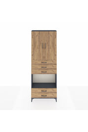 Arges Dolap 4 Raflı 5 Çekmeceli 2 Kapaklı 88x30x243 Antrasit-Çam