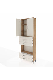 Arges Dolap 4 Raflı 5 Çekmeceli 2 Kapaklı 88x30x243 Çam-Aytaşı