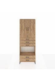 Arges Dolap 4 Raflı 5 Çekmeceli 2 Kapaklı 88x30x243 Çam-Çam