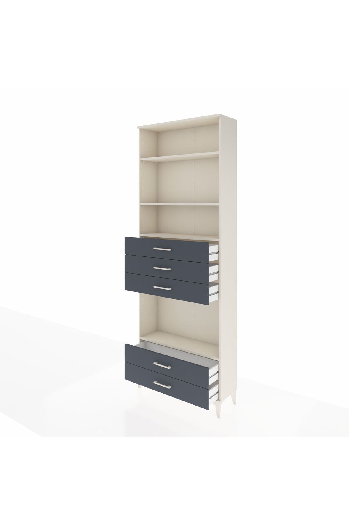 Arges Dolap 4 Raflı 5 Çekmeceli 88x30x243 Aytaşı-Antrasit