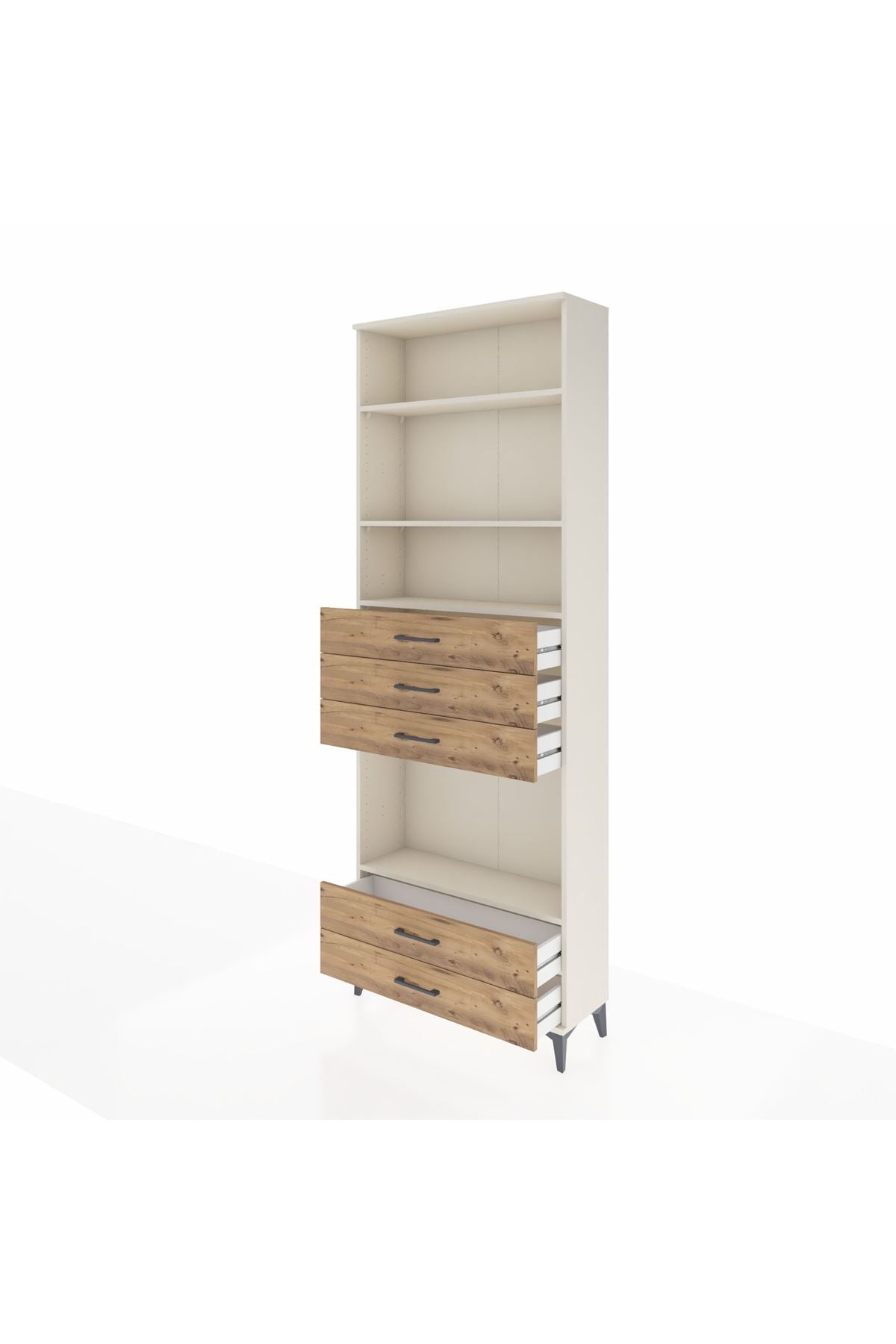 Arges Dolap 4 Raflı 5 Çekmeceli 88x30x243 Aytaşı-Çam