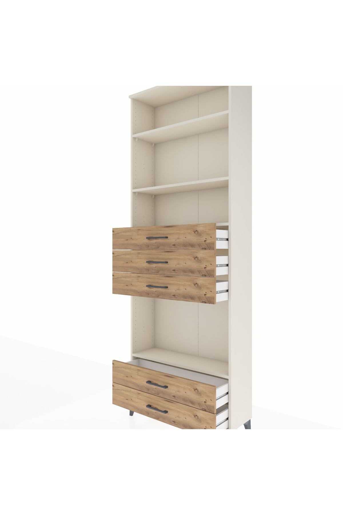 Arges Dolap 4 Raflı 5 Çekmeceli 88x30x243 Aytaşı-Çam