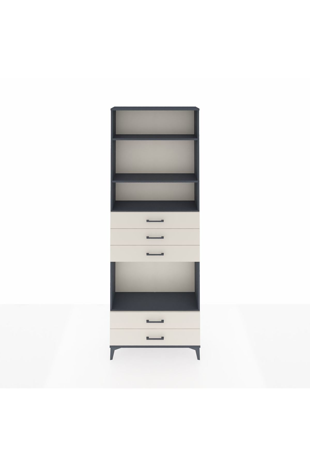 Arges Dolap 4 Raflı 5 Çekmeceli 88x30x243 Antrasit-Aytaşı