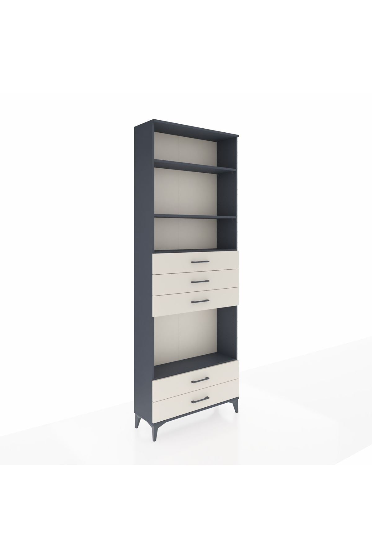 Arges Dolap 4 Raflı 5 Çekmeceli 88x30x243 Antrasit-Aytaşı