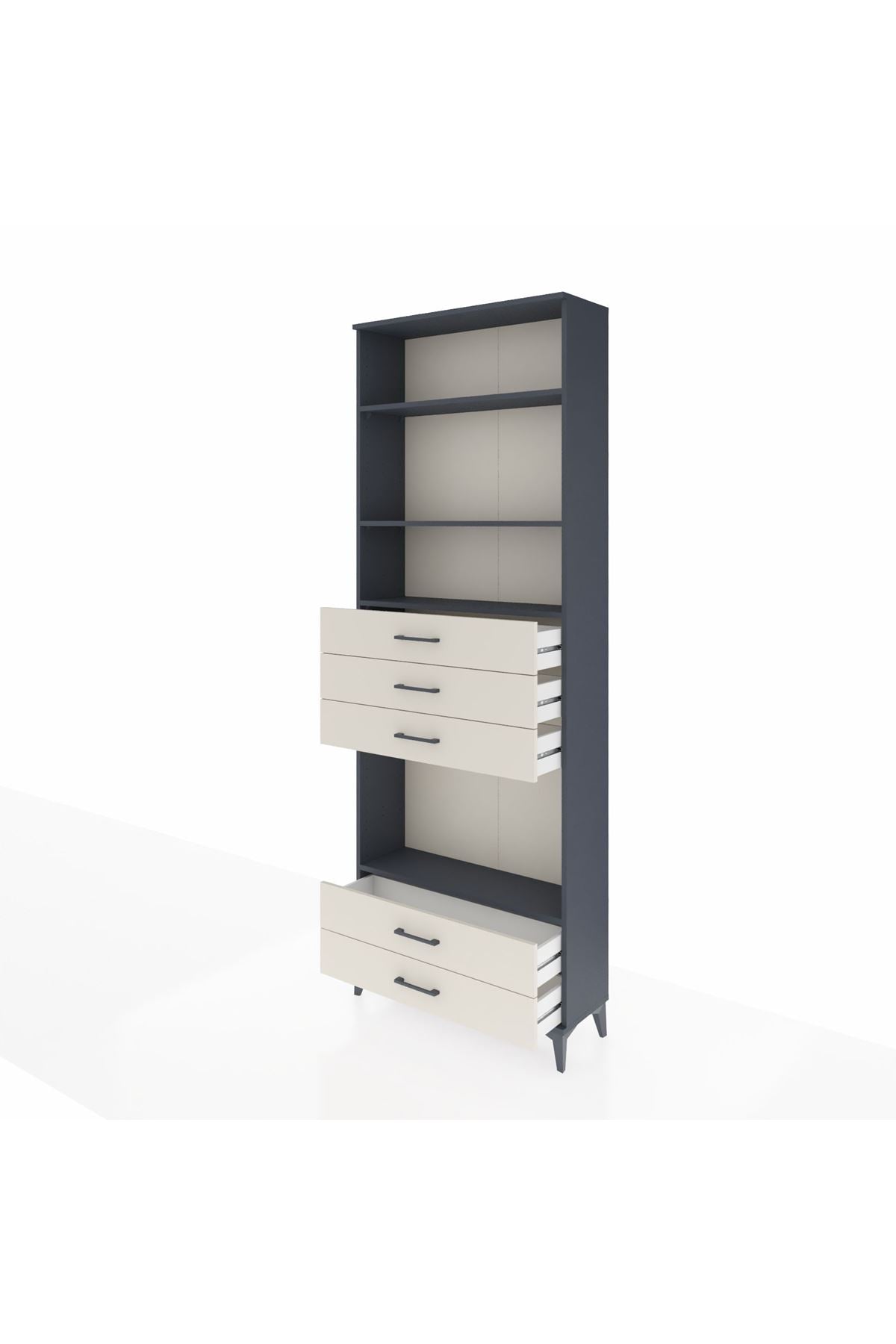 Arges Dolap 4 Raflı 5 Çekmeceli 88x30x243 Antrasit-Aytaşı