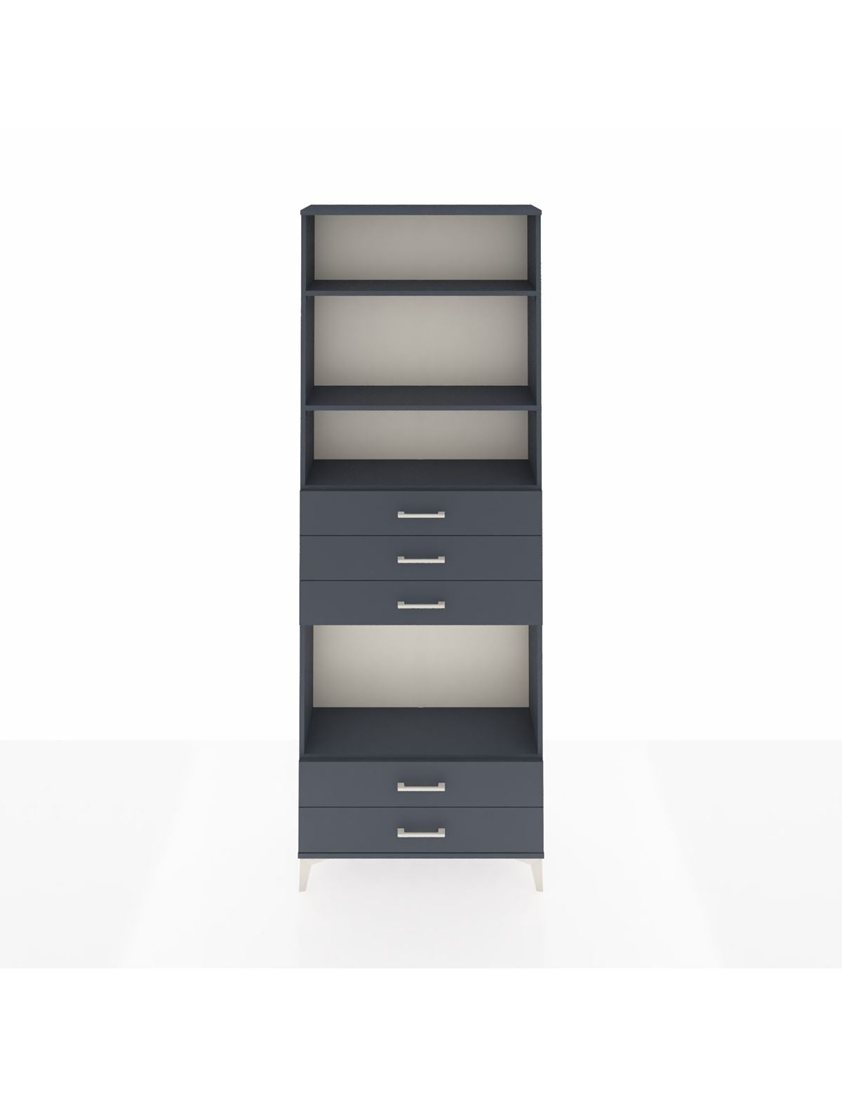 Arges Dolap 4 Raflı 5 Çekmeceli 88x30x243 Antrasit-Antrasit