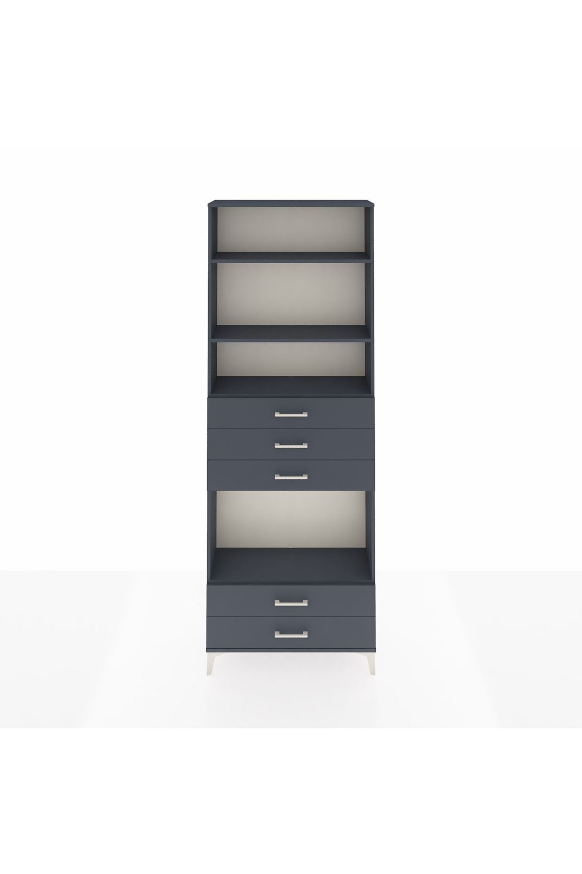 Arges Dolap 4 Raflı 5 Çekmeceli 88x30x243 Antrasit-Antrasit