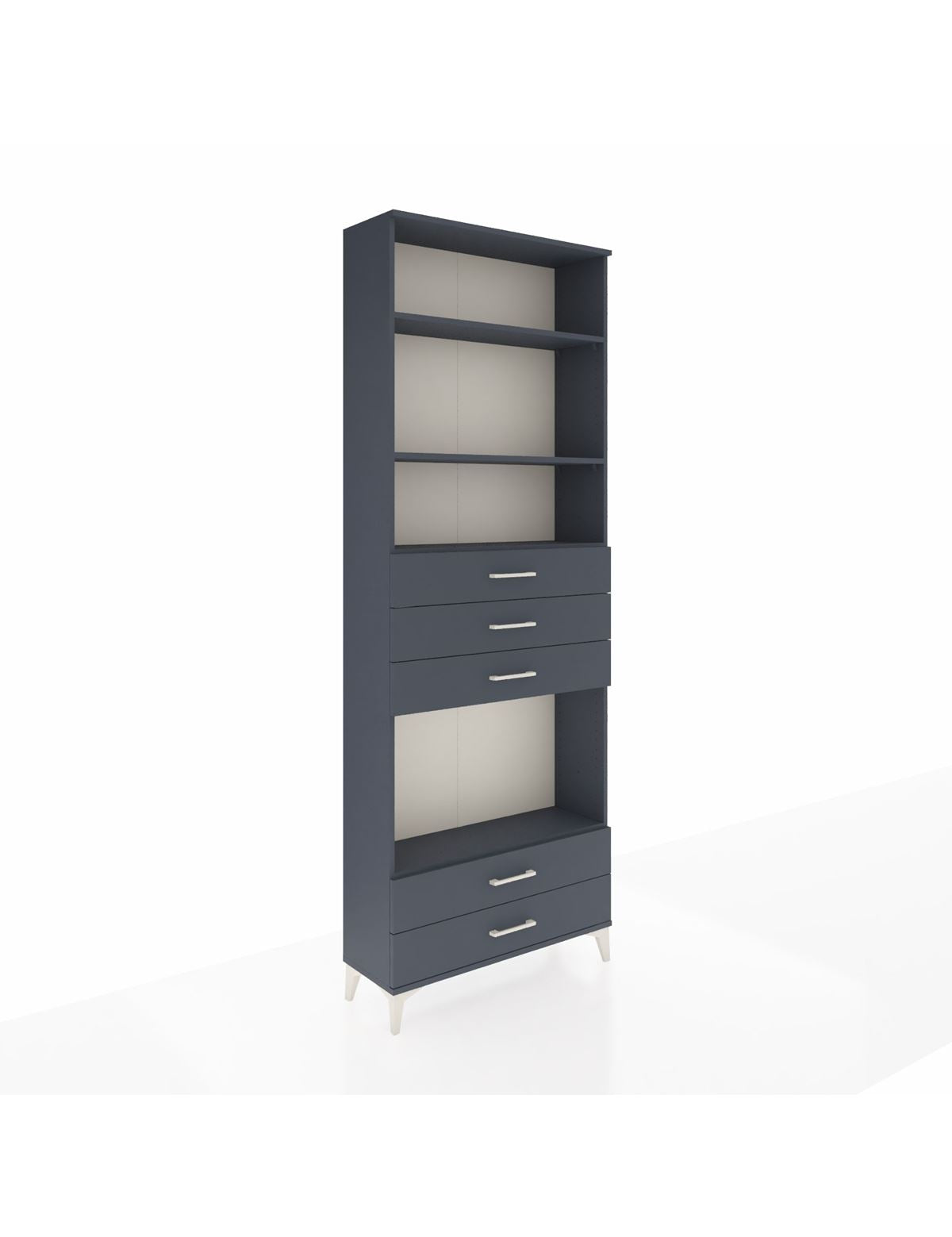 Arges Dolap 4 Raflı 5 Çekmeceli 88x30x243 Antrasit-Antrasit