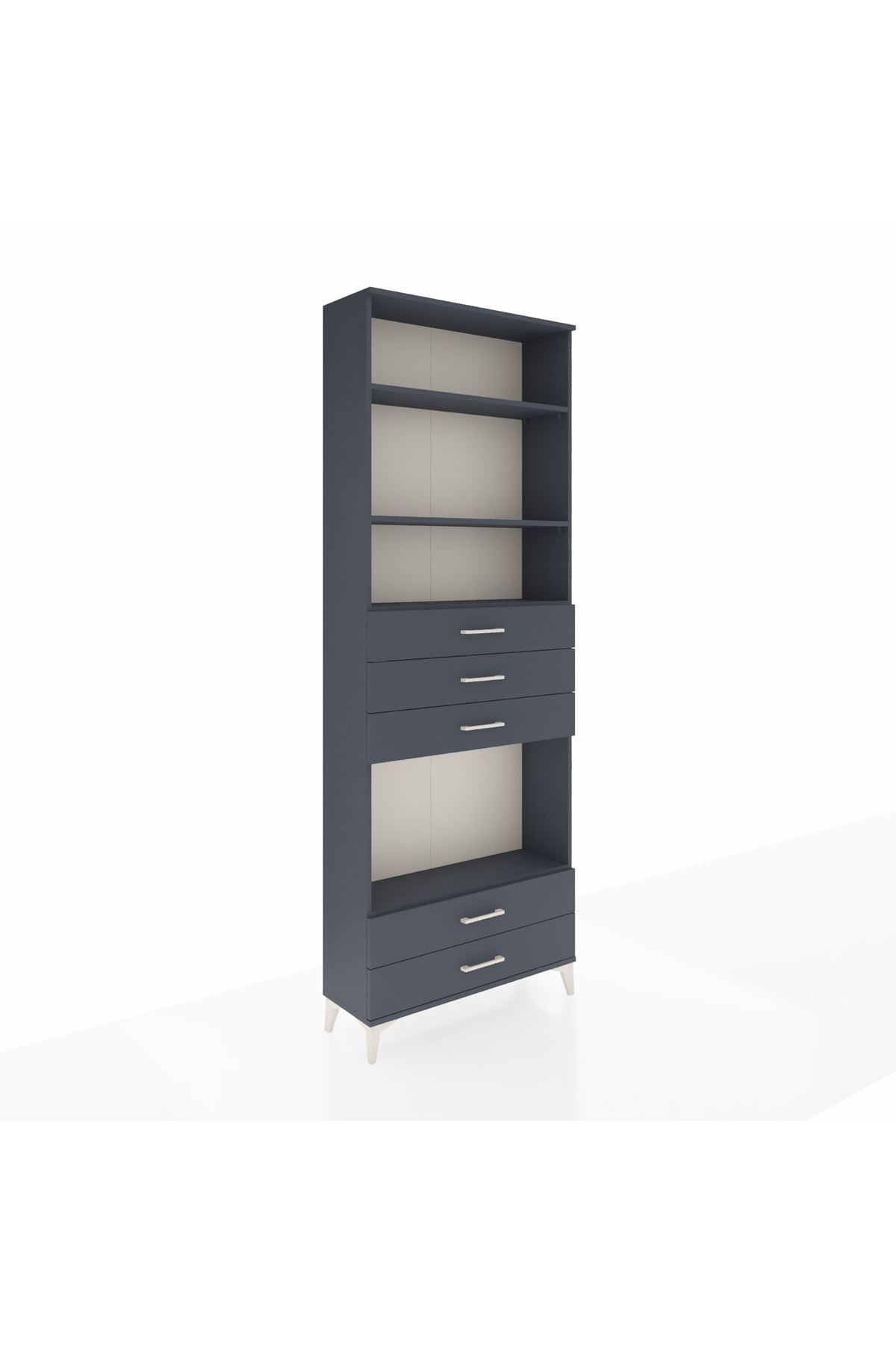 Arges Dolap 4 Raflı 5 Çekmeceli 88x30x243 Antrasit-Antrasit