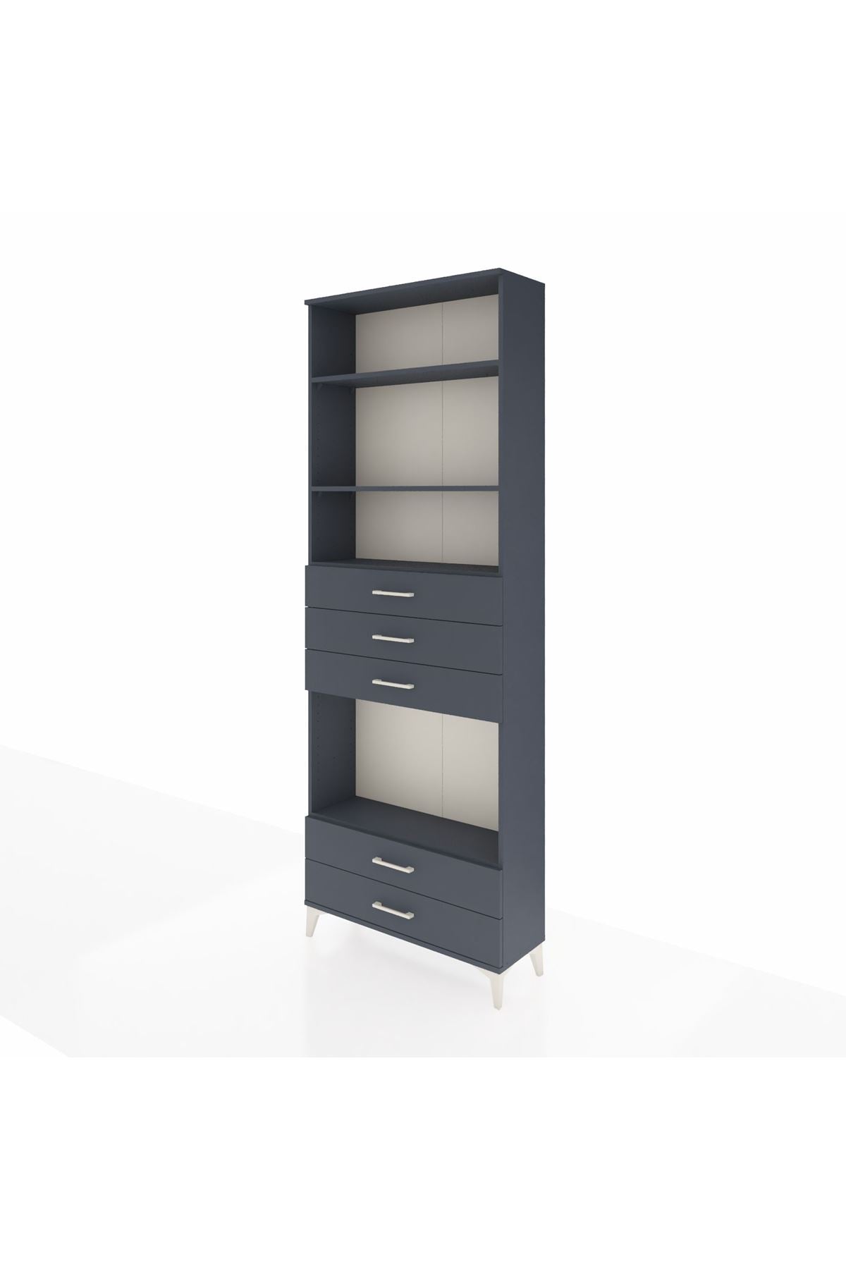 Arges Dolap 4 Raflı 5 Çekmeceli 88x30x243 Antrasit-Antrasit