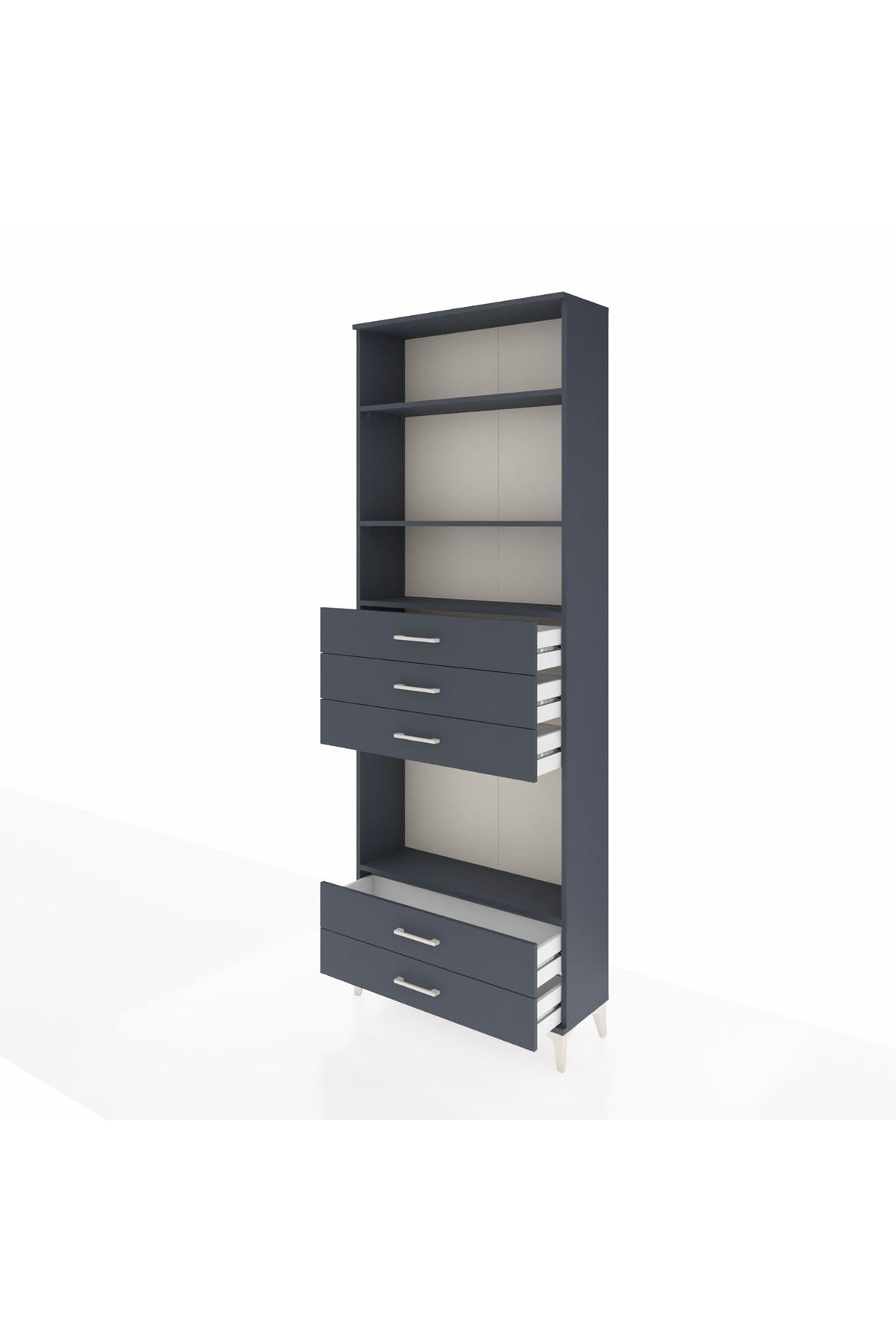 Arges Dolap 4 Raflı 5 Çekmeceli 88x30x243 Antrasit-Antrasit