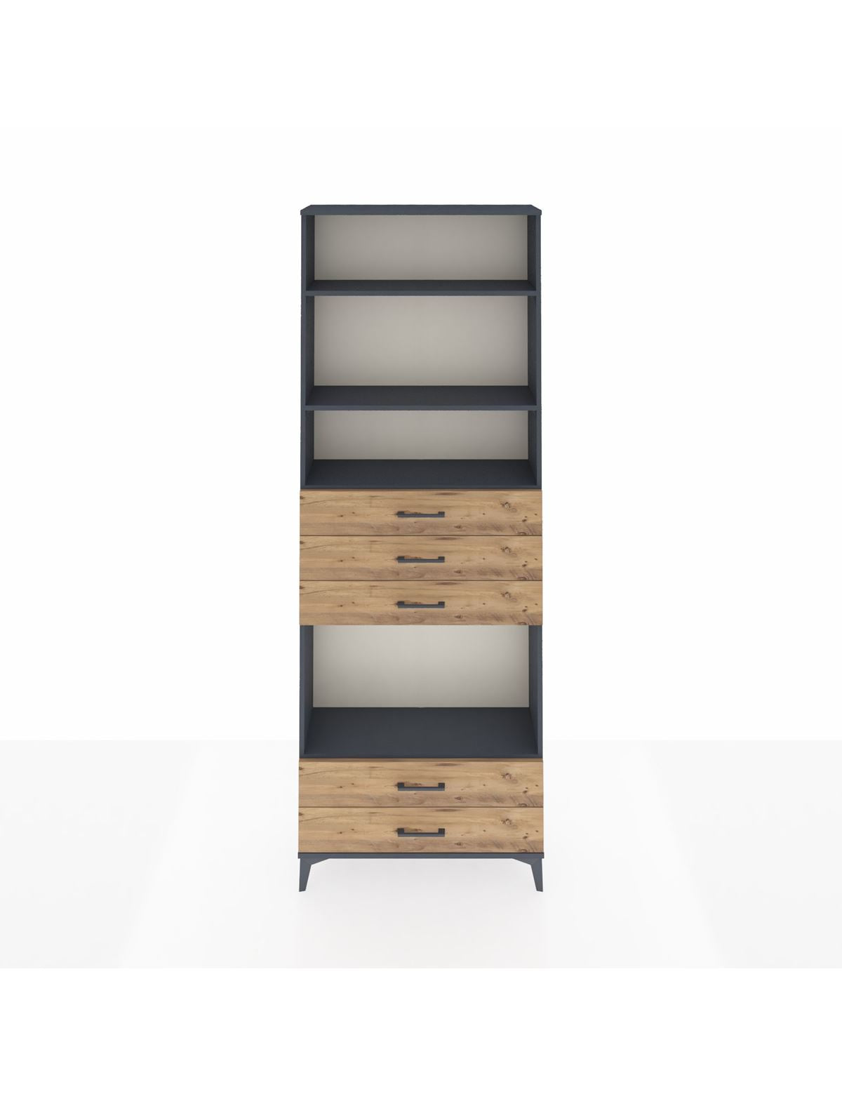 Arges Dolap 4 Raflı 5 Çekmeceli 88x30x243 Antrasit-Çam