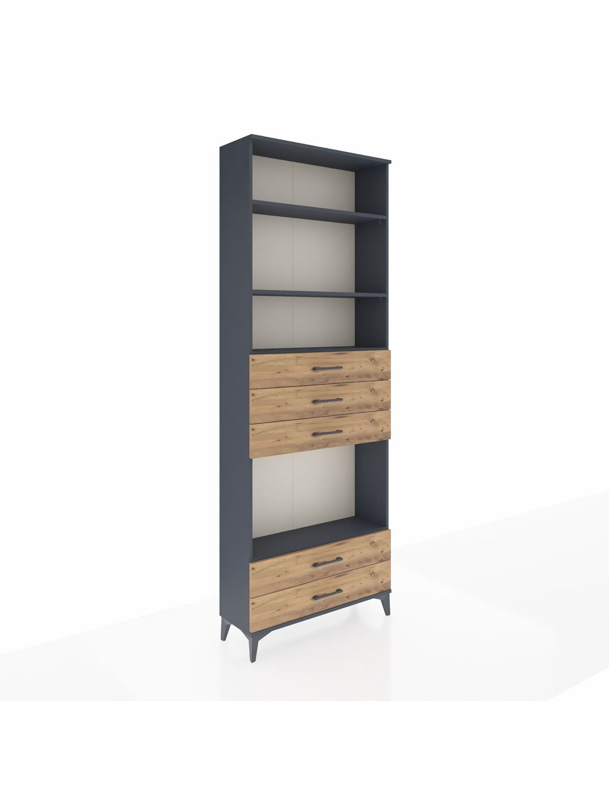 Arges Dolap 4 Raflı 5 Çekmeceli 88x30x243 Antrasit-Çam