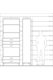 Arges Dolap 4 Raflı 5 Çekmeceli 88x30x243 Antrasit-Çam