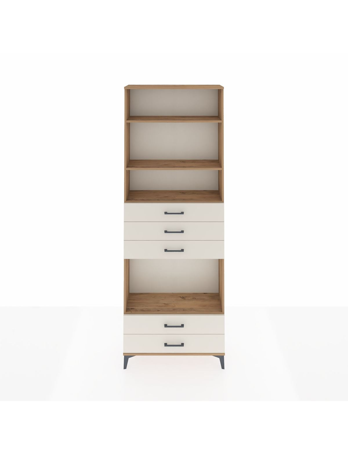 Arges Dolap 4 Raflı 5 Çekmeceli 88x30x243 Çam-Aytaşı