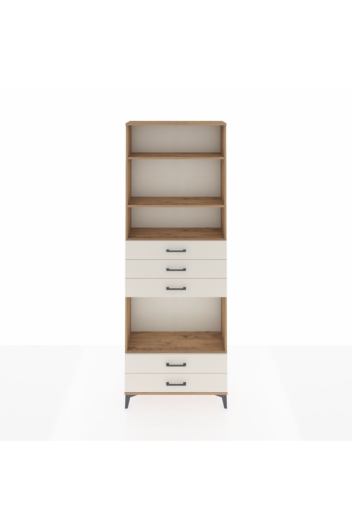 Arges Dolap 4 Raflı 5 Çekmeceli 88x30x243 Çam-Aytaşı