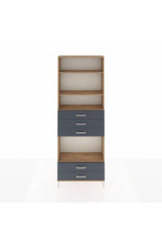 Arges Dolap 4 Raflı 5 Çekmeceli 88x30x243 Çam-Antrasit