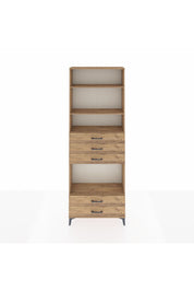 Arges Dolap 4 Raflı 5 Çekmeceli 88x30x243 Çam-Çam
