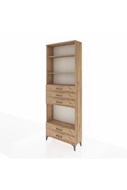 Arges Dolap 4 Raflı 5 Çekmeceli 88x30x243 Çam-Çam