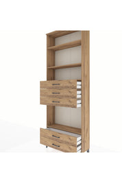 Arges Dolap 4 Raflı 5 Çekmeceli 88x30x243 Çam-Çam