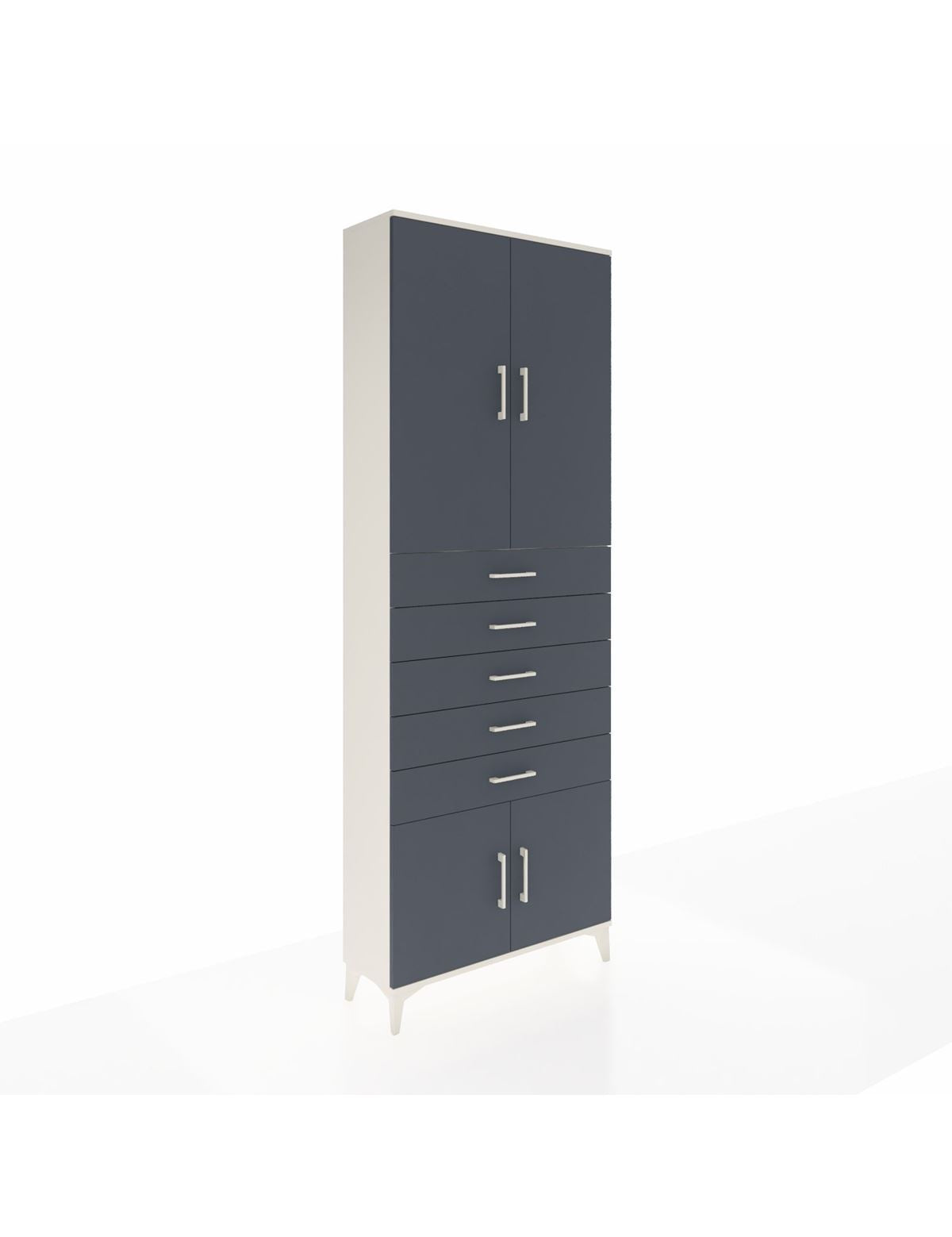 Arges Dolap 3 Raflı 5 Çekmeceli 4 Kapaklı 88x30x243 Aytaşı-Antrasit