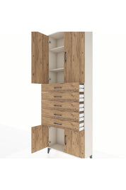 Arges Dolap 3 Raflı 5 Çekmeceli 4 Kapaklı 88x30x243 Aytaşı-Çam