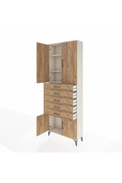 Arges Dolap 3 Raflı 5 Çekmeceli 4 Kapaklı 88x30x243 Aytaşı-Çam