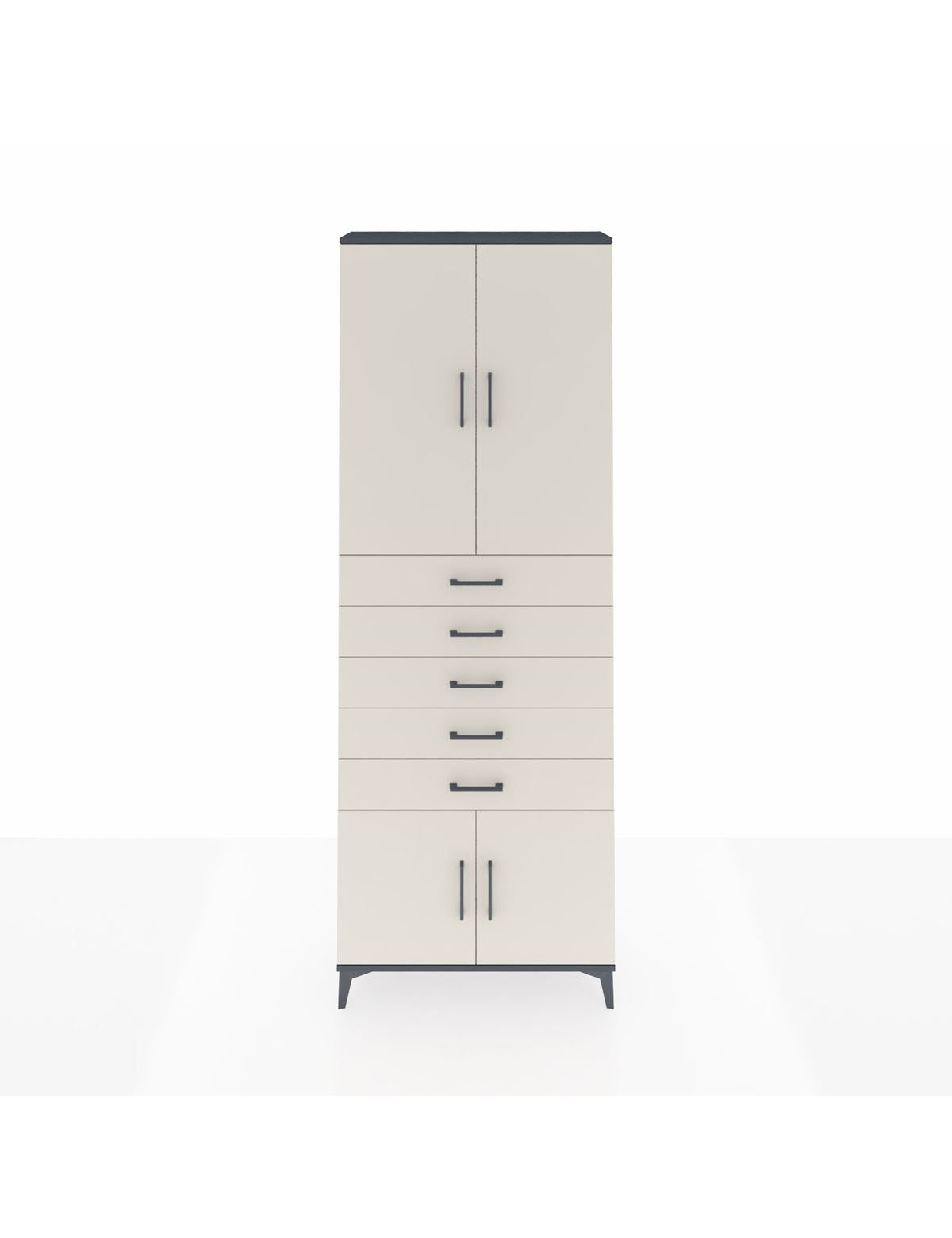 Arges Dolap 3 Raflı 5 Çekmeceli 4 Kapaklı 88x30x243 Antrasit-Aytaşı