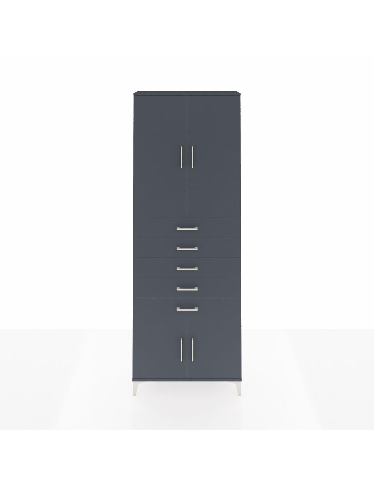 Arges Dolap 3 Raflı 5 Çekmeceli 4 Kapaklı 88x30x243 Antrasit-Antrasit