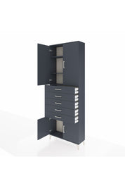 Arges Dolap 3 Raflı 5 Çekmeceli 4 Kapaklı 88x30x243 Antrasit-Antrasit