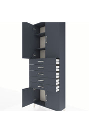 Arges Dolap 3 Raflı 5 Çekmeceli 4 Kapaklı 88x30x243 Antrasit-Antrasit