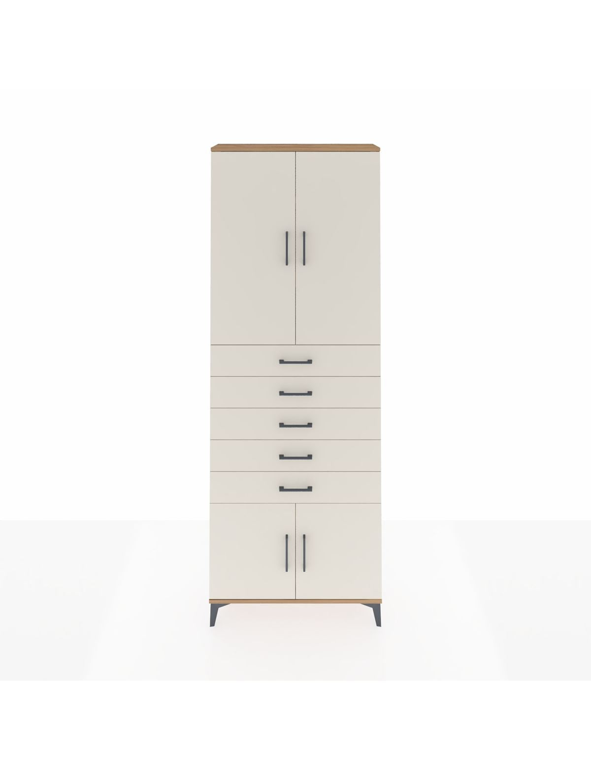 Arges Dolap 3 Raflı 5 Çekmeceli 4 Kapaklı 88x30x243 Çam-Aytaşı