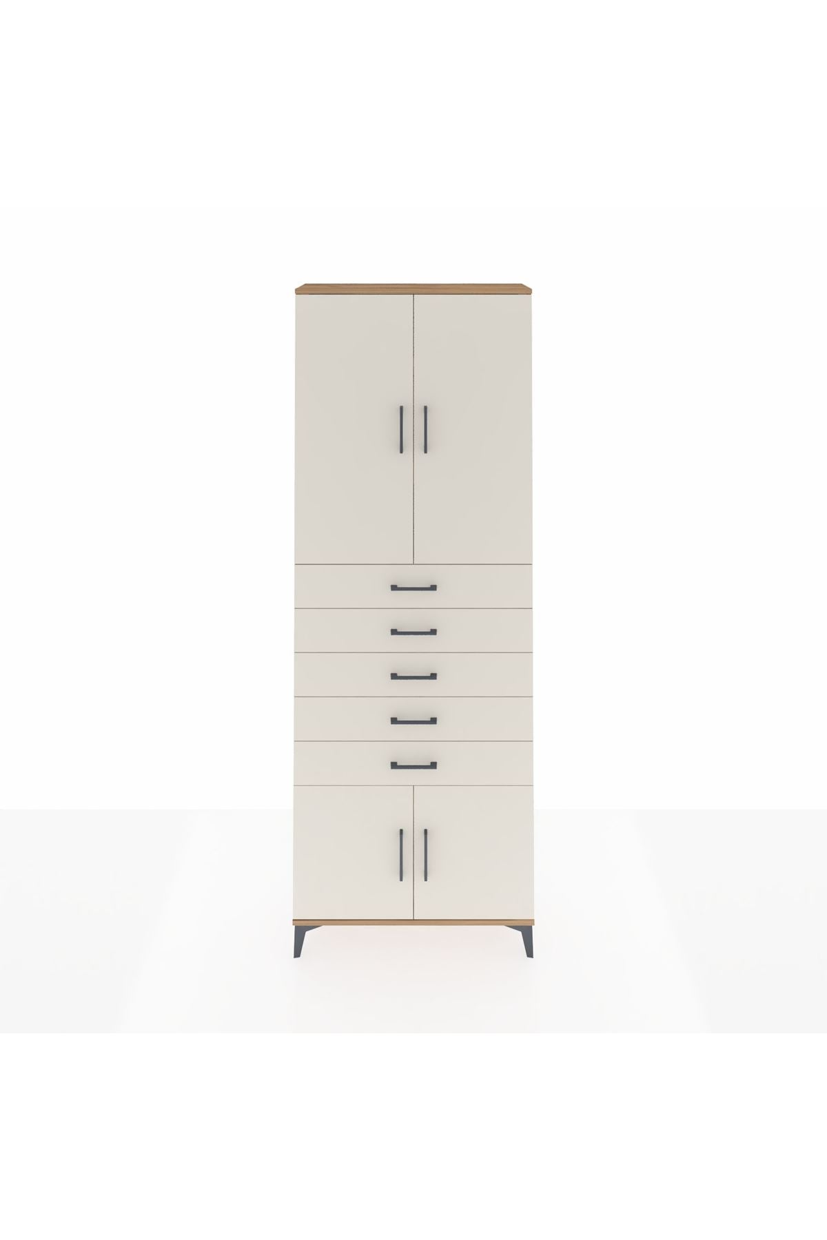 Arges Dolap 3 Raflı 5 Çekmeceli 4 Kapaklı 88x30x243 Çam-Aytaşı