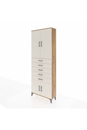 Arges Dolap 3 Raflı 5 Çekmeceli 4 Kapaklı 88x30x243 Çam-Aytaşı