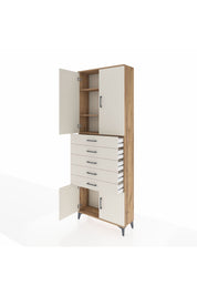 Arges Dolap 3 Raflı 5 Çekmeceli 4 Kapaklı 88x30x243 Çam-Aytaşı