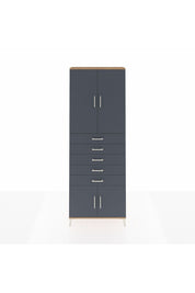 Arges Dolap 3 Raflı 5 Çekmeceli 4 Kapaklı 88x30x243 Çam-Antrasit