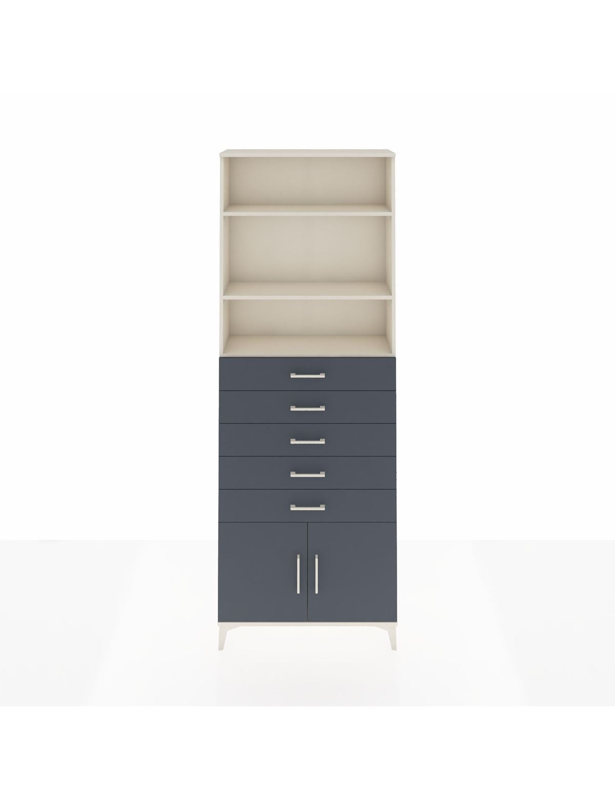 Arges Dolap 3 Raflı 5 Çekmeceli 2 Kapaklı 88x30x243 Aytaşı-Antrasit