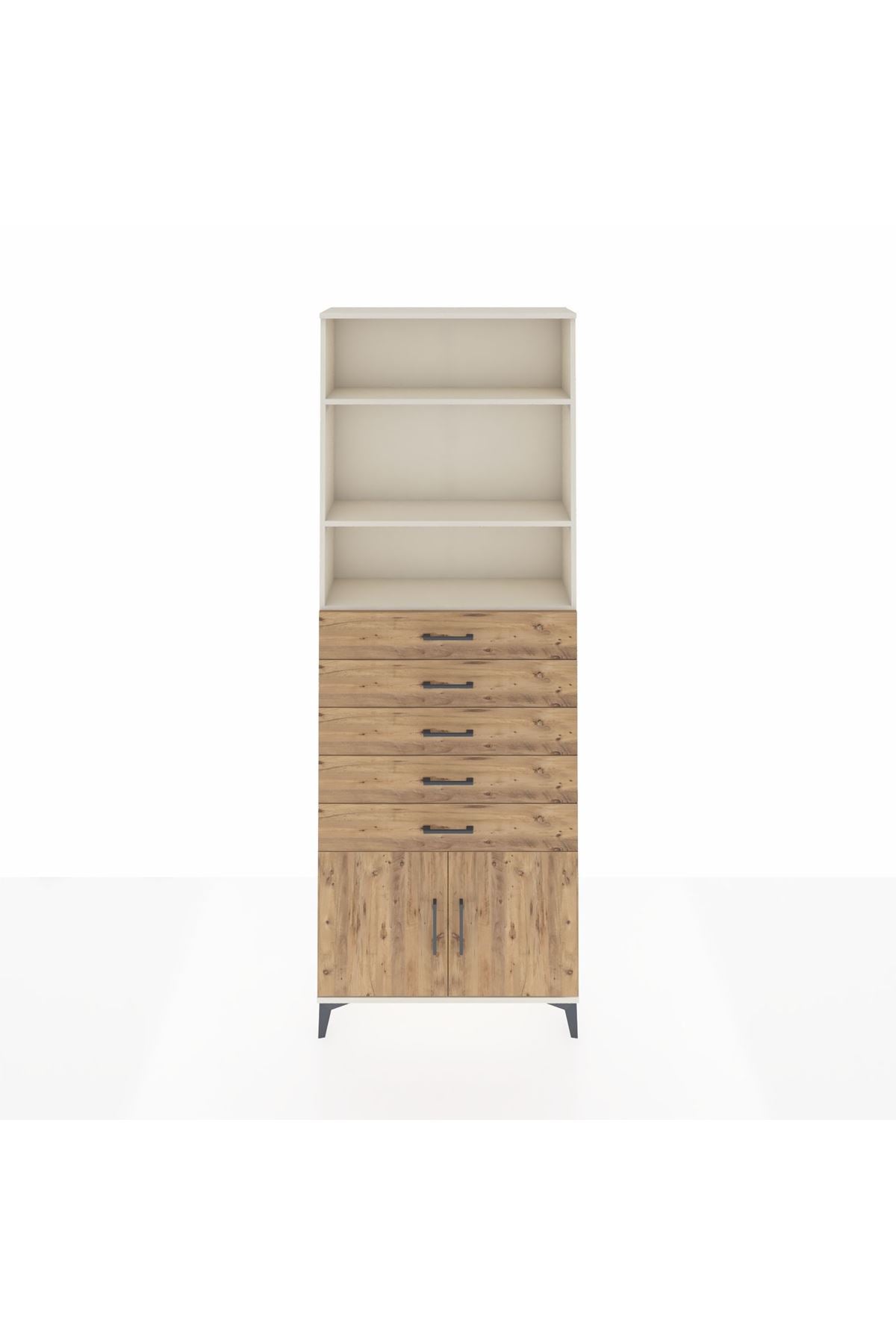 Arges Dolap 3 Raflı 5 Çekmeceli 2 Kapaklı 88x30x243 - S33M242V3A