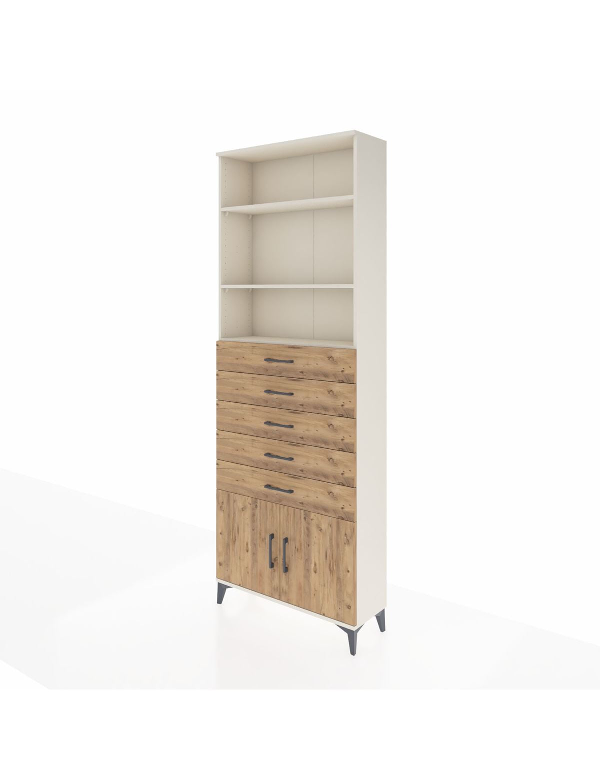 Arges Dolap 3 Raflı 5 Çekmeceli 2 Kapaklı 88x30x243 Aytaşı-Çam