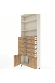 Arges Dolap 3 Raflı 5 Çekmeceli 2 Kapaklı 88x30x243 Aytaşı-Çam