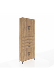Arges Dolap 3 Raflı 4 Çekmeceli 4 Kapaklı 88x30x243 Çam-Çam